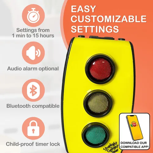 Vista 4 de Temporizador – Temporizador de semáforo rojo, amarillo y verde para niños, luz de cama con alarma para aula, sueño y entrenamiento para ir al baño