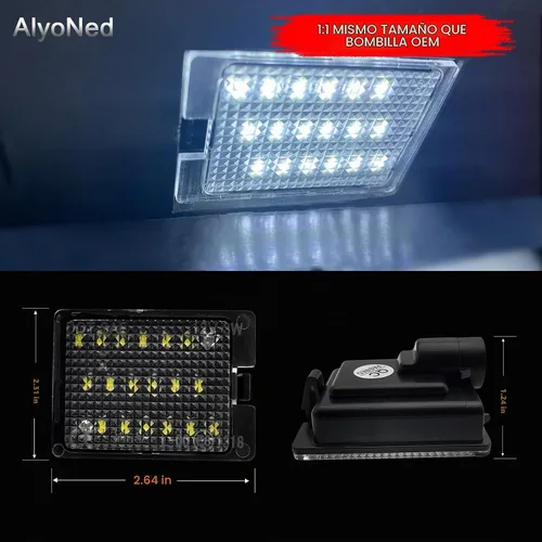 Vista 5 de AlyoNed - Luz LED para Placa de Matrícula, Compatible con Dodge Durango 2014-2022, Camioneta, Lente Transparente, 6500K Blanco