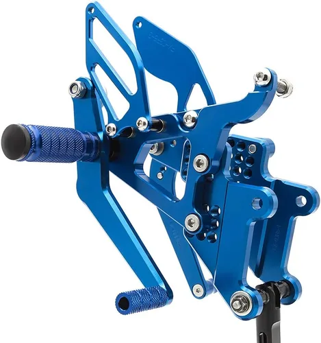 Vista 5 de Krace Juego de estriberas delanteras para motocicleta, reposapiés, pedales de cambio de freno, totalmente ajustables, apto para Yamaha YZF R6