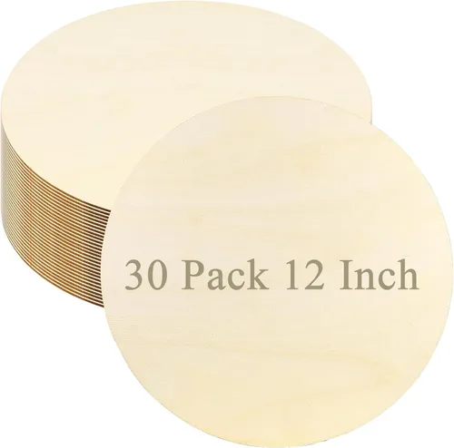 Vista 9 de 20 discos de madera de 12 pulgadas para manualidades, círculo de madera sin terminar, recortes redondos de madera para manualidades, pintura, puerta