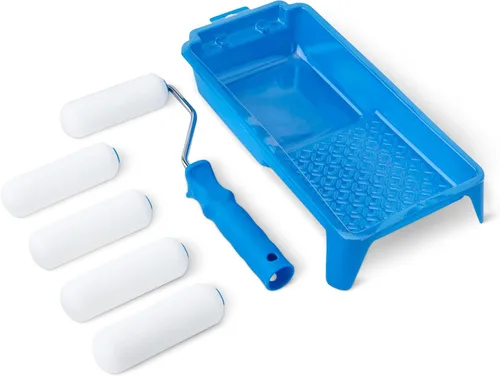Vista 10 de Cubiertas de rodillo de pintura de microfibra Amazon Basics, para acabado suave, 9 x 3/8 pulgadas, paquete de 6