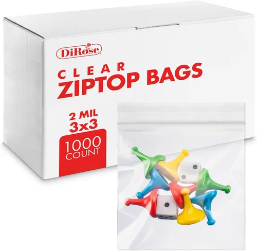 Vista 13 de DiRose Paquete de 1000 bolsas de plástico transparentes con cierre de 2 mil de 1 x 1 pulgada, cierre superior resellable para almacenamiento