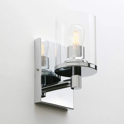 Vista 5 de Pathson Juego de 2 apliques de pared cableados, luces de tocador de pared de baño con vidrio transparente y base E26, accesorios de montaje en pared