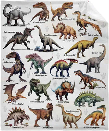 Vista 26 de Regalos de Mantas de Dinosaurio de Navidad Súper Suaves y Ligeras de Franela para Niños, Adultos, Adecuadas para Sofá, Cama, Campamento, Viajes