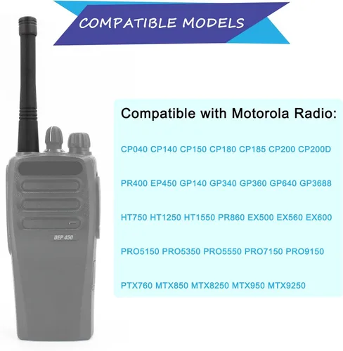 Vista 4 de 6 unidades de antena HAD9742A HAD9742 para Motorola HT750 HT1250 CP200 CP200D PR400 P1225 P110 GP300 GP340 EX500 EX600 PRO5150 PRO7150 Radio VHF 150