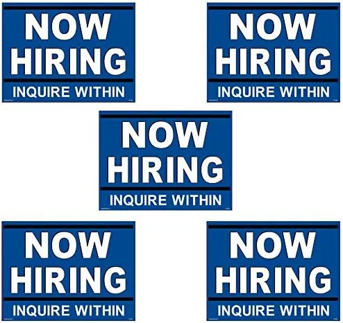Vista 9 de NOW HIRING Inquire Within" - Adhesivo para ventana de 18 x 24 pulgadas, hacia adentro hacia afuera (10 unidades: 5 azules y 5 rojos)