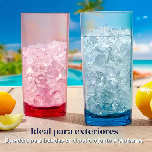 Vista 7 de Vasos de plástico reutilizables US Acrylic Classic (juego de 6) de 24 onzas, tazas de té helado de colores surtidos Vasos sin BPA, fabricados