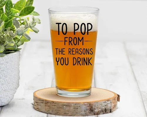 Vista 3 de PREZZY Vaso de cerveza para el día del padre, para estallar de las razones por las que bebes el vaso de cerveza, mejor vaso de cerveza para papá