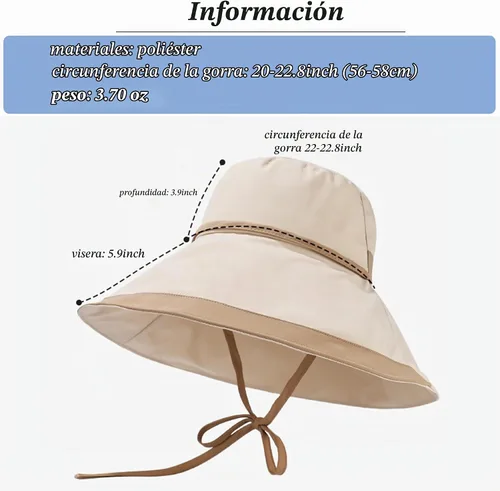 Vista 4 de Sombrero de pesca de playa de ala ancha plegable con protección UV para mujer