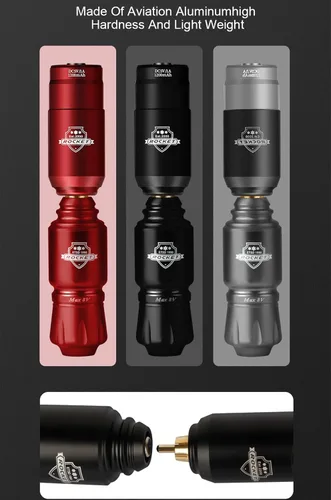 Vista 5 de Mini Rocket Tattoo Machine Set Japón Motor inalámbrico Batería Tatuaje Rotary Machine Power RCA Interface Mini lápiz de tatuaje inalámbrico, juego