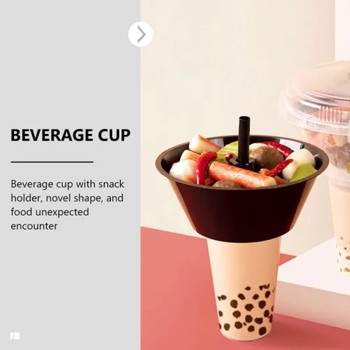 Vista 9 de Hemoton Combinación de taza de aperitivos con soporte para bebidas y cuenco de papas fritas de 6.49 pulgadas para fiestas, uso diario, 5