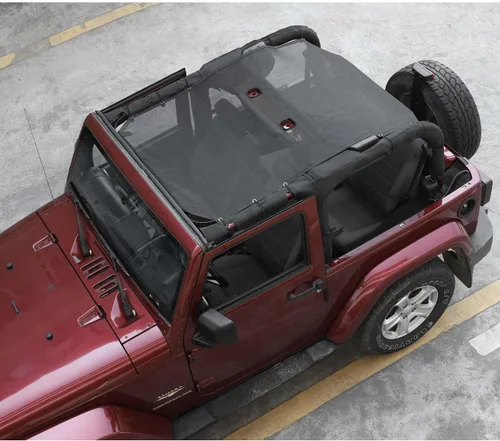 Vista 7 de Parasol de malla para protección UV, accesorios exteriores para Jeep Wrangler JK de 2 puertas 2007-2017, estilo extendido