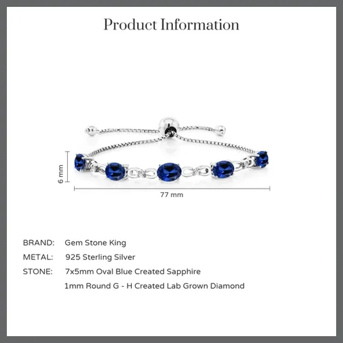 Vista 127 de Gem Stone King Pulsera de tenis de diamantes cultivados en laboratorio con piedra natal de 3-6 quilates para mujer, plata de ley 925, ovalada