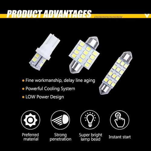 Vista 3 de 20 luces LED para techo de automóvil, 12 V, impermeables, de policarbonato de doble punta, luces de lectura interior de vehículo, accesorios