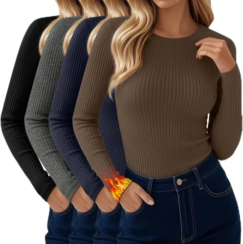 Vista 10 de Paquete de 4 camisas térmicas de manga larga acanaladas