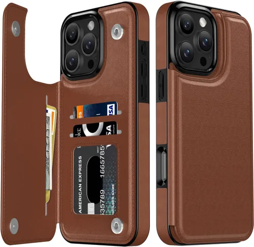 Vista 333 de LETO para iPhone 15 Pro Funda tipo cartera - Tapa tipo folio con patada - Diseños de moda - Tarjetero - Funda protectora para mujeres y niñas - 6.1