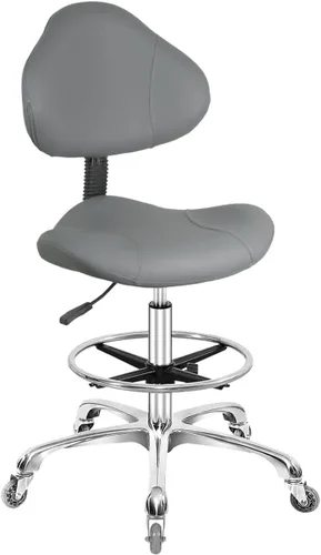 Vista 8 de Silla de dibujo giratoria con ruedas, ajustable, resistente (400 libras), soporte lumbar, silla de tareas para escritorio en casa, estudio Negro