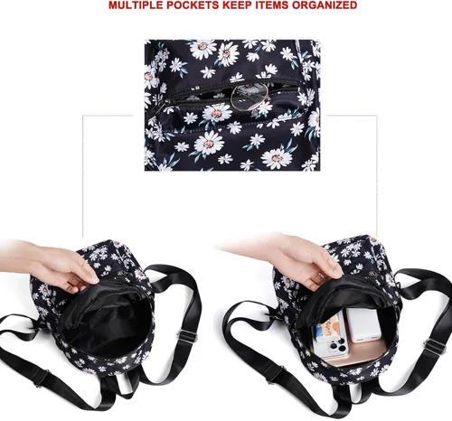 Vista 5 de cotmcor Mini mochila para niñas, mochila pequeña para mujeres, adolescentes y niños, bonita mini bolsa de regalo, negro (Daisy Black), Mochilas