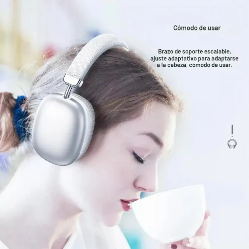 Vista 2 de Auriculares inalámbricos sobre la oreja, auriculares Bluetooth 5.3 con cancelación de ruido con micrófonos, audio de alta resolución, tiempo