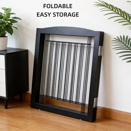 Vista 8 de ZJSF Puerta plegable independiente para perros para casa, puerta de madera extra ancha para cachorros, escaleras, puertas para mascotas, valla alta