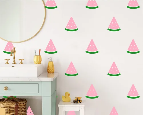 Vista 3 de Fruta de sandía decoración de pared pegatinas para habitación de niños niñas dormitorio pared calcomanías BK025 (rosa)