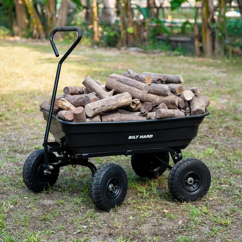 Vista 9 de BILT HARD Carro de basura de jardín de polietileno 272 kg con neumáticos sin riesgo de pinchazos, liberación rápida, 0,11 m³, carro de basura