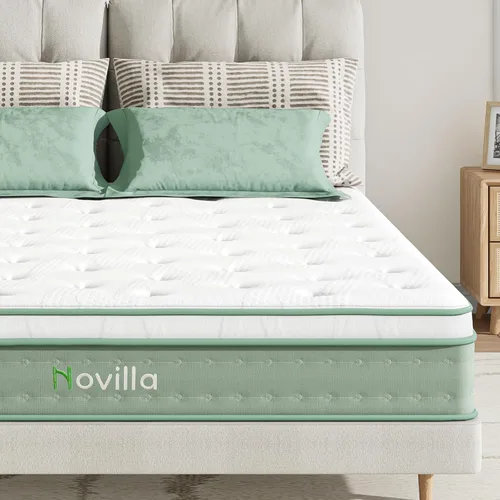 Vista 11 de Novilla Colchón individual de 6 pulgadas, Bonnell Spring Hybrid con soporte Blanco