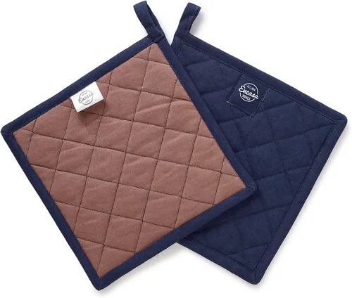 Vista 2 de Encasa XO Soportes para ollas, almohadillas acolchadas para cocina, 8 x 8 Azul escocés
