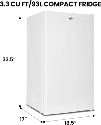 Vista 8 de Koolatron Refrigerador compacto con congelador, 3.2 pies cúbicos (91L), blanco, diseño de respaldo plano que ahorra espacio, puerta reversible