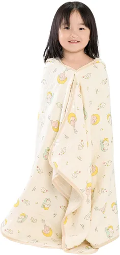 Vista 14 de Toalla de baño con capucha para niños pequeños, toalla suave de muselina de algodón orgánico de 6 capas para bebés y niños pequeños, 25 x 51