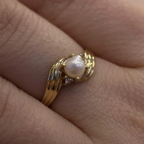 Vista 7 de Direct-Jewelry Anillo de diamantes y perlas cultivadas de agua dulce en oro amarillo de 10 quilates