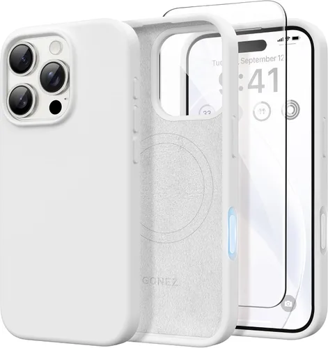 Vista 88 de GONEZ Funda magnética para iPhone 14, compatible con Magsafe, con protector de pantalla + protector de cámara, forro de microfibra antiarañazos