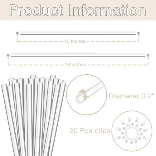 Vista 2 de Estacas para Plantas, Palos para Plantas 20 PCS Estacas de Soporte Acrílico Transparente para Plantas, 16 Pulgadas Estacas de Orquídea de Tallo