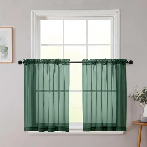 Vista 43 de 2 paneles de cortinas traslúcidas blancas para dormitorio, sala de estar, 96 pulgadas de largo, modernas, suaves, ligeras, con bolsillo para barra