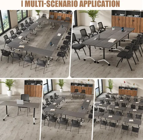Vista 7 de Mesa de conferencias plegable, mesa de sala de conferencias con ruedas, mesa de conferencias plegable modular, mesas de reuniones de entrenamiento