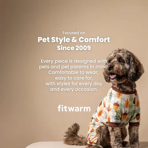 Vista 5 de Fitwarm Acorn & Leaves - Pijama de forro polar para perro, traje de Acción de Gracias para perros pequeños, niños y niñas, ropa festiva