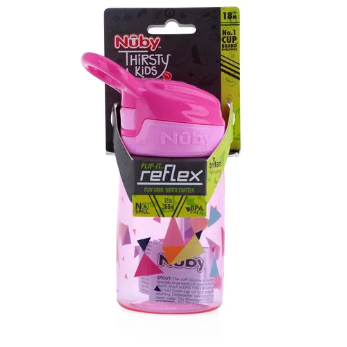 Vista 6 de Nuby Botella de agua impresa Flip-it Reflex con botón para llevar con boquilla suave, 12 onzas, más de 18 meses, 1 paquete, recibirás uno