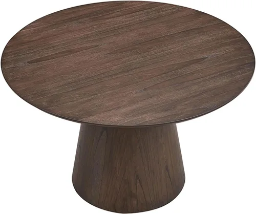 Vista 4 de 47.24'' Round Modern Style Wood Dining Table for Kitchen, Living Room, Cafe, Stylish Leisure Desk with Sturdy Cylindrical Base, for Small Spaces