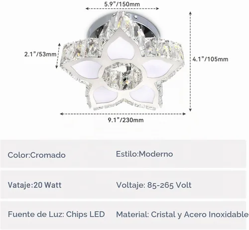 Vista 9 de FRIXCHUR - Lámpara de techo de cristal con flores pequeñas, 20 W, 3