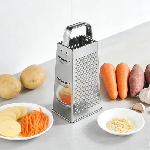 Vista 9 de MAGICLULU Rallador de queso de caja de 8 pulgadas con asa, cortador de verduras de 4 lados de acero inoxidable resistente, triturador y rallador