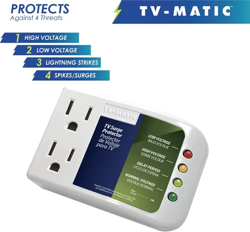 Vista 2 de Protector electrónico de voltaje y sobretensiones para Smart TV, consolas de juegos y centro de entretenimiento, protege contra alto y bajo voltaje