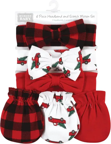 Vista 34 de Hudson Baby Conjunto de diadema de algodón y manoplas para rascar para bebé