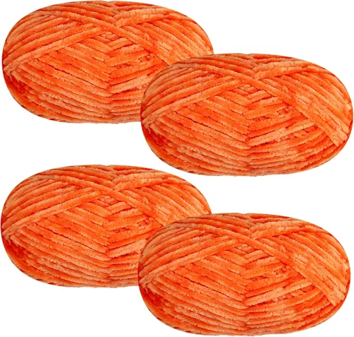 Vista 22 de 4 piezas de 400g de hilo de terciopelo chenilla suave para tejer a ganchillo, hilo esponjoso y cálido para tejer y ganchillo, manualidades DIY Rosa