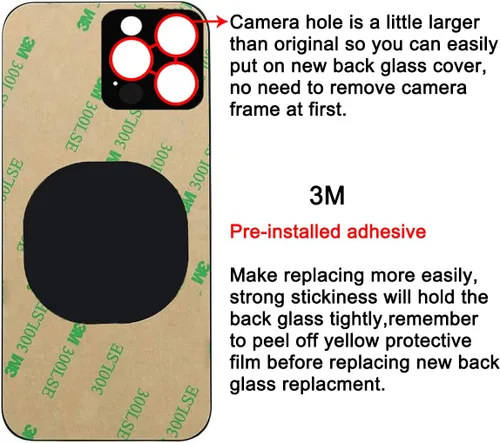 Vista 4 de Reemplazo de cristal trasero OEM para iPhone 12 Pro 6.1 pulgadas con kit de herramientas de reparación (dorado)