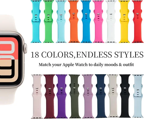 Vista 2 de Paquete de 18 correas de reloj compatibles con Apple Watch de 1.496 in 1.575 in 1.614 in 1.654 in 1.732 in 1.772 in 1.811 in 1.929 in, correa