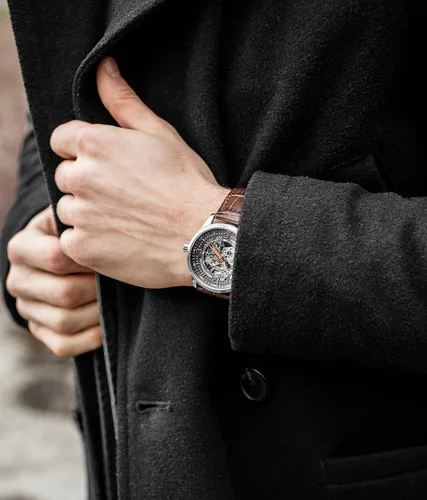 Vista 5 de Stuhrling Original Men's Automatic Skeleton Dress Watch Genuine Leather Band with self Winding Mechanical Movement
