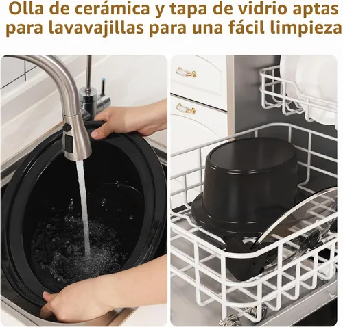 Vista 8 de Sunvivi Olla de cocción lenta programable de 8.5 cuartos de galón: calentador de alimentos multicocina con tapa de bloqueo y temporizador digital