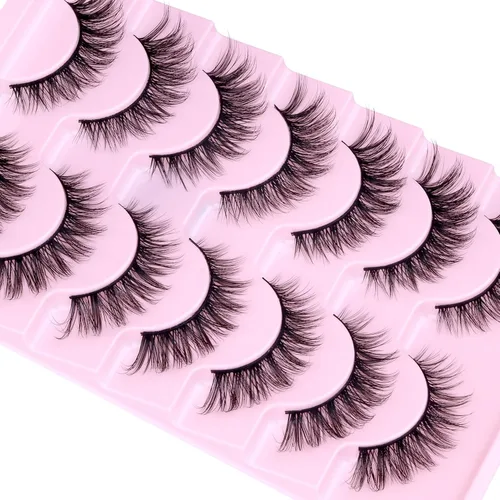 Vista 7 de Wispy Lashes Pestañas postizas de aspecto natural con pegamento de pestañas, kit de pestañas de ojo de gato, extensión de pestañas con pegamento