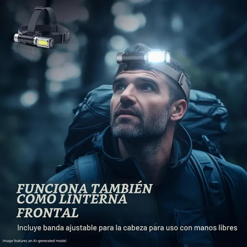 Vista 6 de Linterna Anhay Recargable 2000LM Linterna EDC con Luz Roja Verde 5 Modos Linterna LED Brillante Linterna Magnética Potente y Mini Linterna