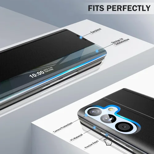 Vista 6 de Funda de teléfono para Samsung Galaxy A16 5G, Clear View Window Funda delgada de lujo para teléfono Galaxy A16 con soporte, funda protectora